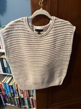 Gorgeous Beige Crochet Knit Sleeveless Sweater Vest -